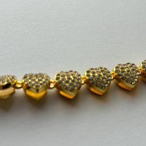 Fifth Avenue Strawberry Chain Necklace Gold Round Cut White Zircon 18 inch